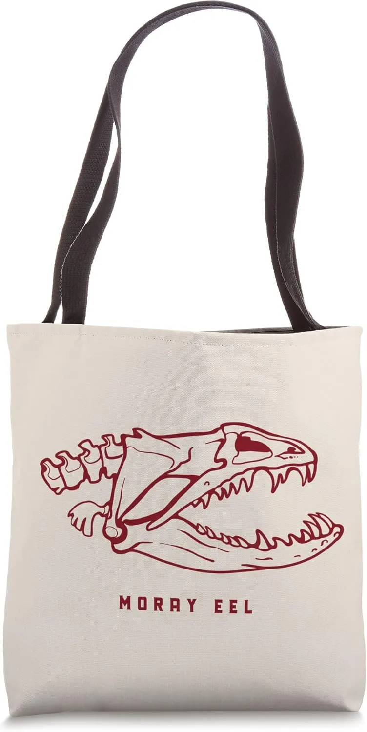 Moray Eel Skull. line art of a marine creature's skeleton. Tote Bag