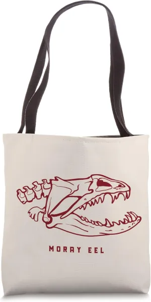 Moray Eel Skull. line art of a marine creature's skeleton. Tote Bag