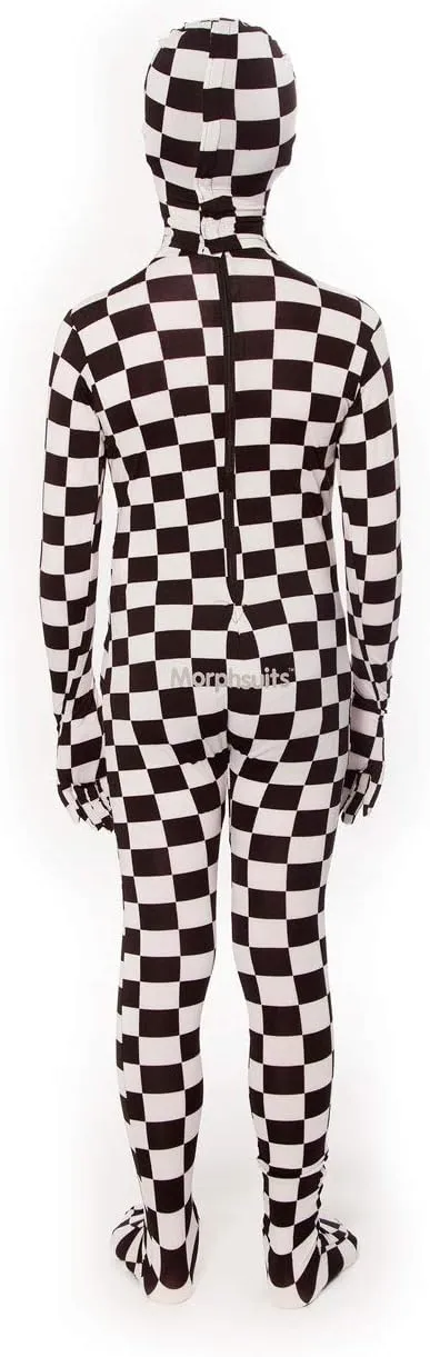Morphsuits Black and White Check Kids Fancy Dress Costume