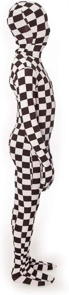 Morphsuits Black and White Check Kids Fancy Dress Costume