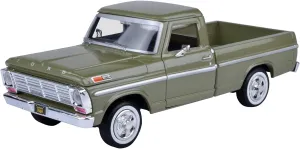 Motor Max 1969 Ford F-100 Pickup, Green - Motormax Premium American 79315-1/24 Scale Diecast Model Car