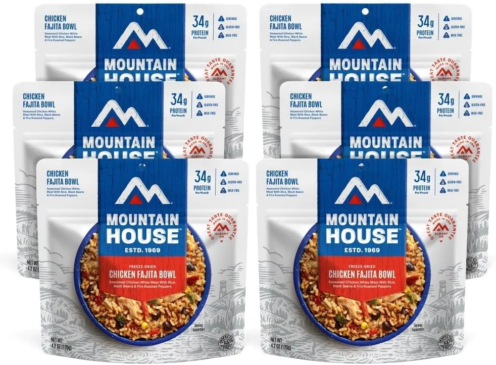 Mountain House Chicken Fajita Bowl | Freeze Dried Backpacking & Camping Food | 6-Pack | Gluten-Free