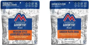 Mountain House Mexican Style Adobo Rice, Chicken, and Fajita Bowl Freeze Dried Backpacking & Camping Food Bundle (2   2 Servings)
