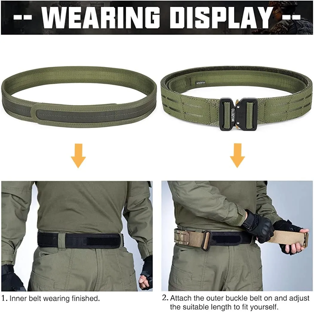 MOZETO Molle Battle Belt, 2" Battle Belts Tactical War Combat Quick Release Law Enforcement Duty Belts for Men