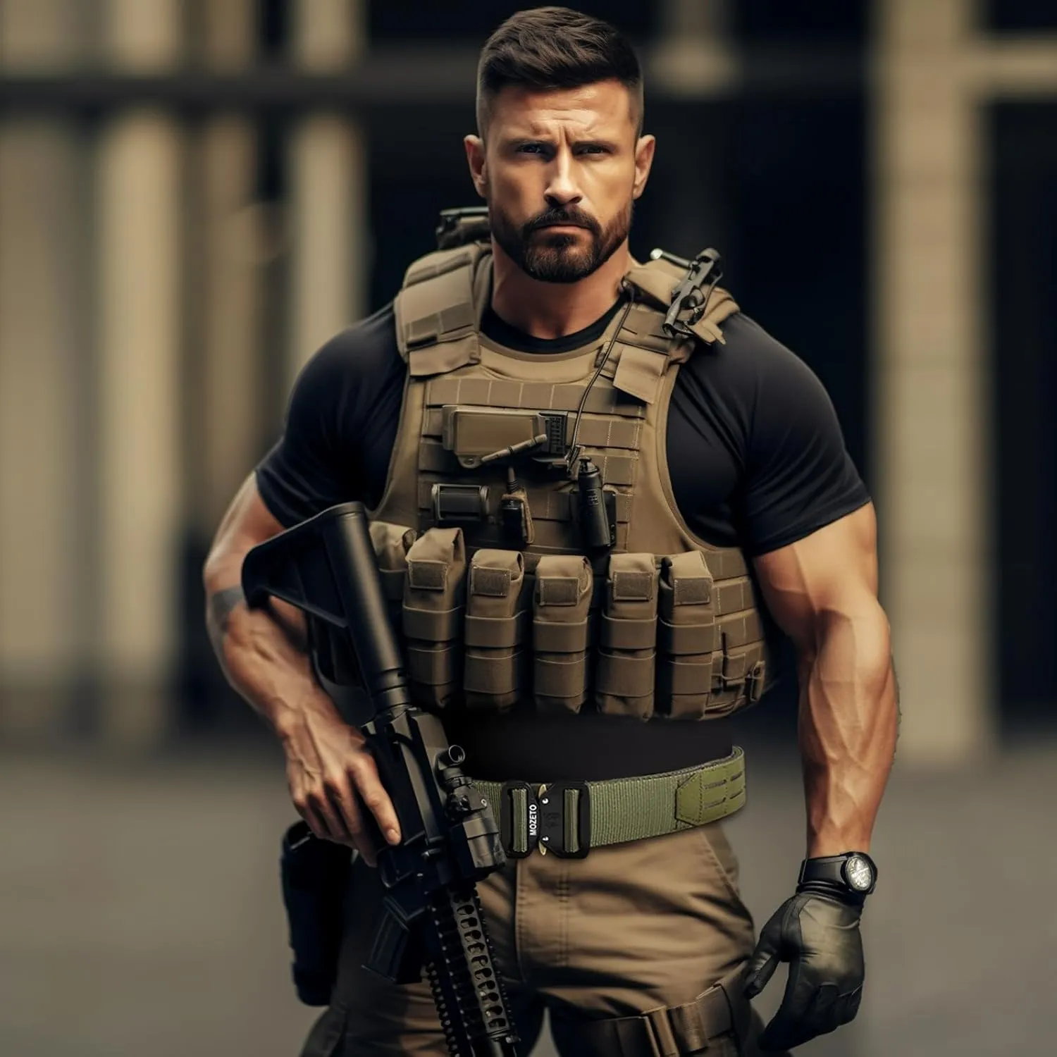 MOZETO Molle Battle Belt, 2" Battle Belts Tactical War Combat Quick Release Law Enforcement Duty Belts for Men