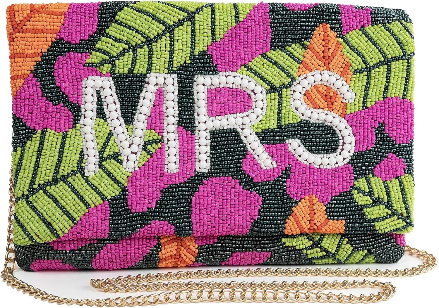 MRS Clutch Purse for Wedding Da Beaded Tropical Clutch Purse for Bachelorette Party Tropical Bridal Purse, Bridal Shower Gifts for Future Mrs and Bride To Be