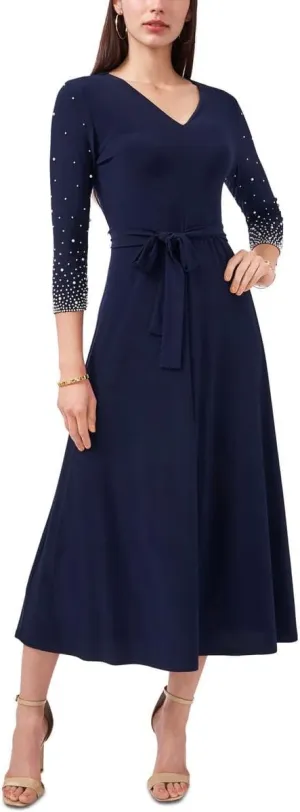 MSK Womens Knit Beaded Midi Dress