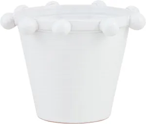 Mud Pie Dotted Rim Beaded Planter, 5" x 5 1/2" dia, WHITE