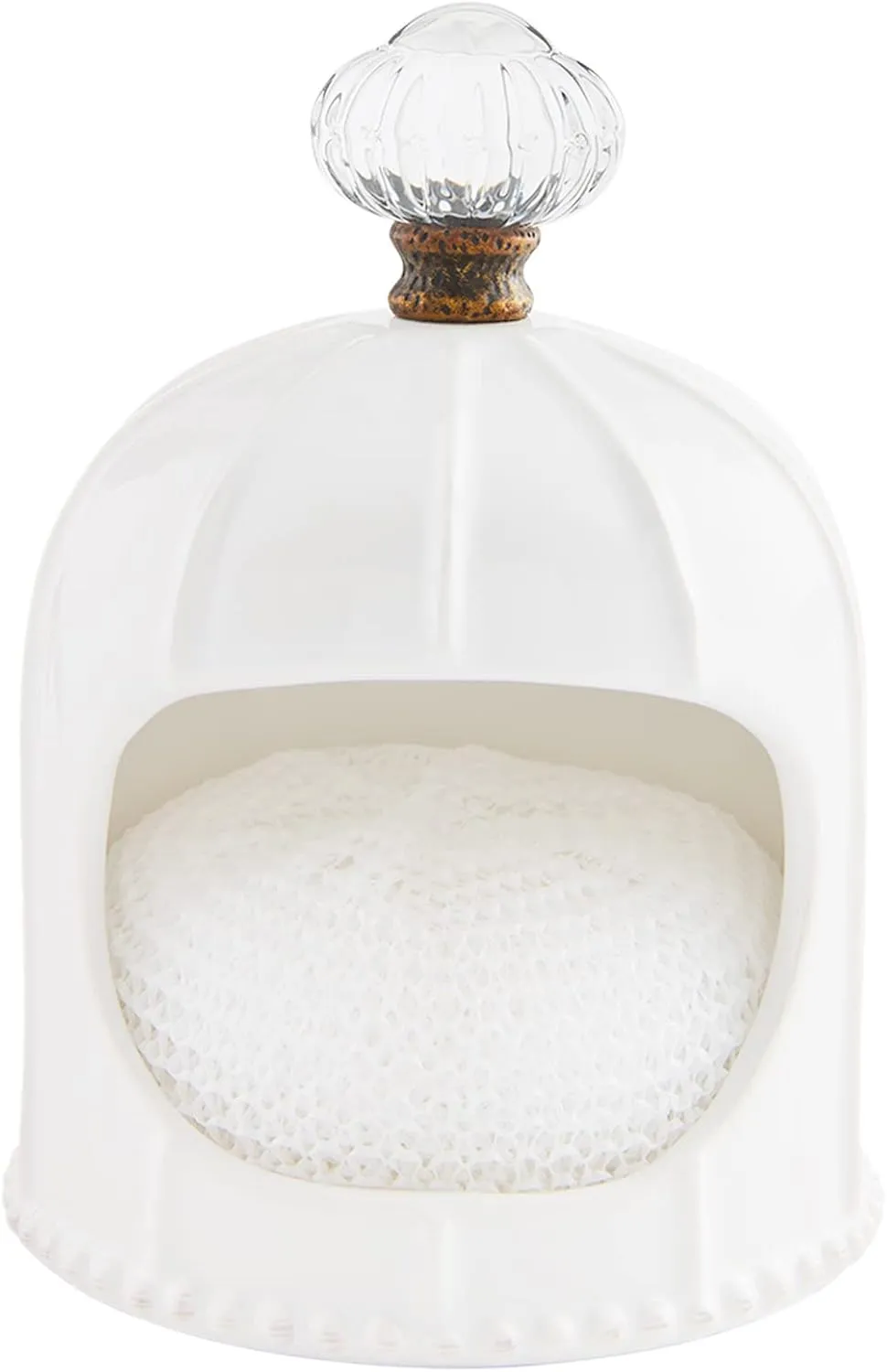 Mud Pie Sponge Caddy, Ceramic Door Knob, 6 1/2" x 4 1/2", White