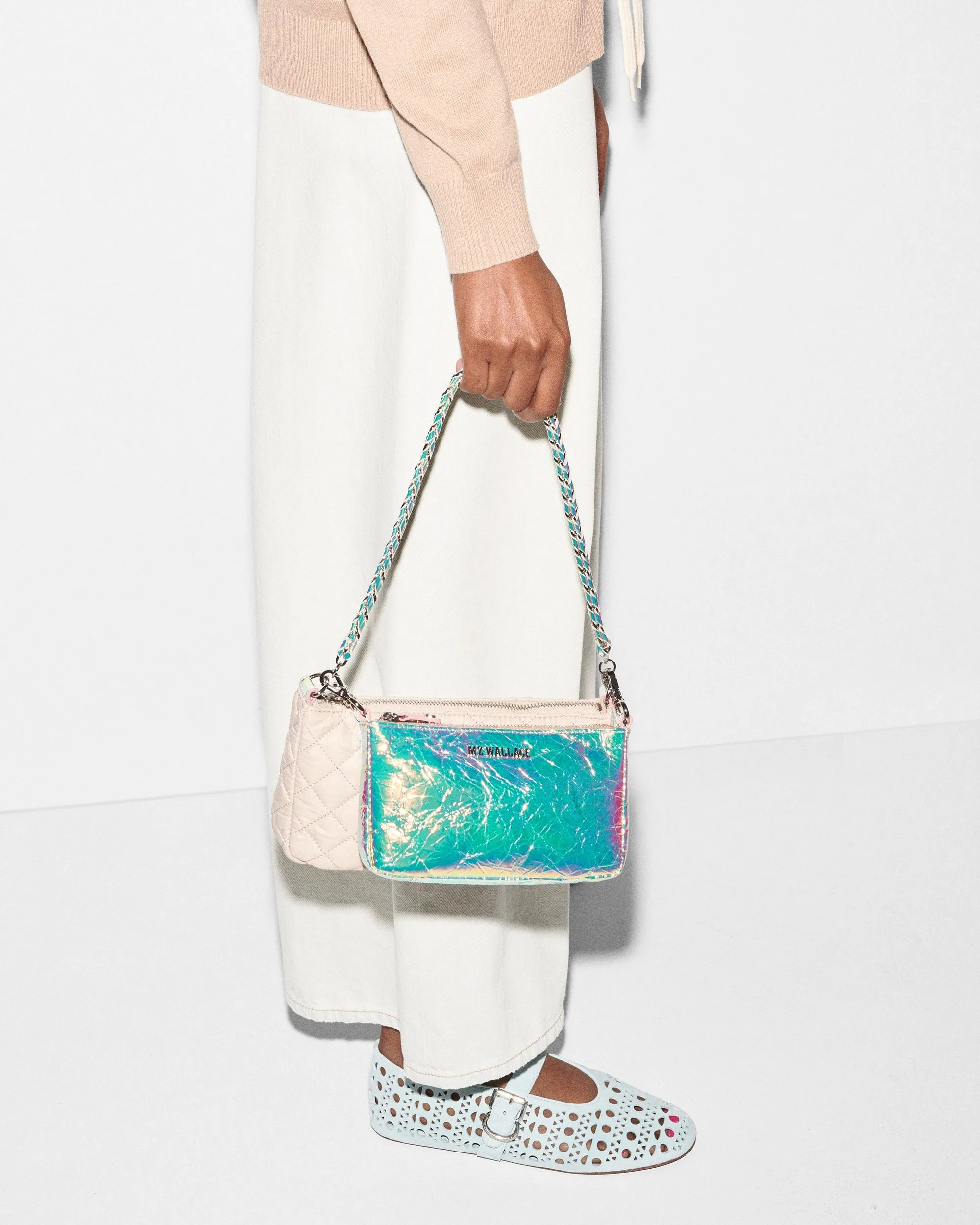 Mushroom/Pink Opal Leather Crosby Convertible Crossbody