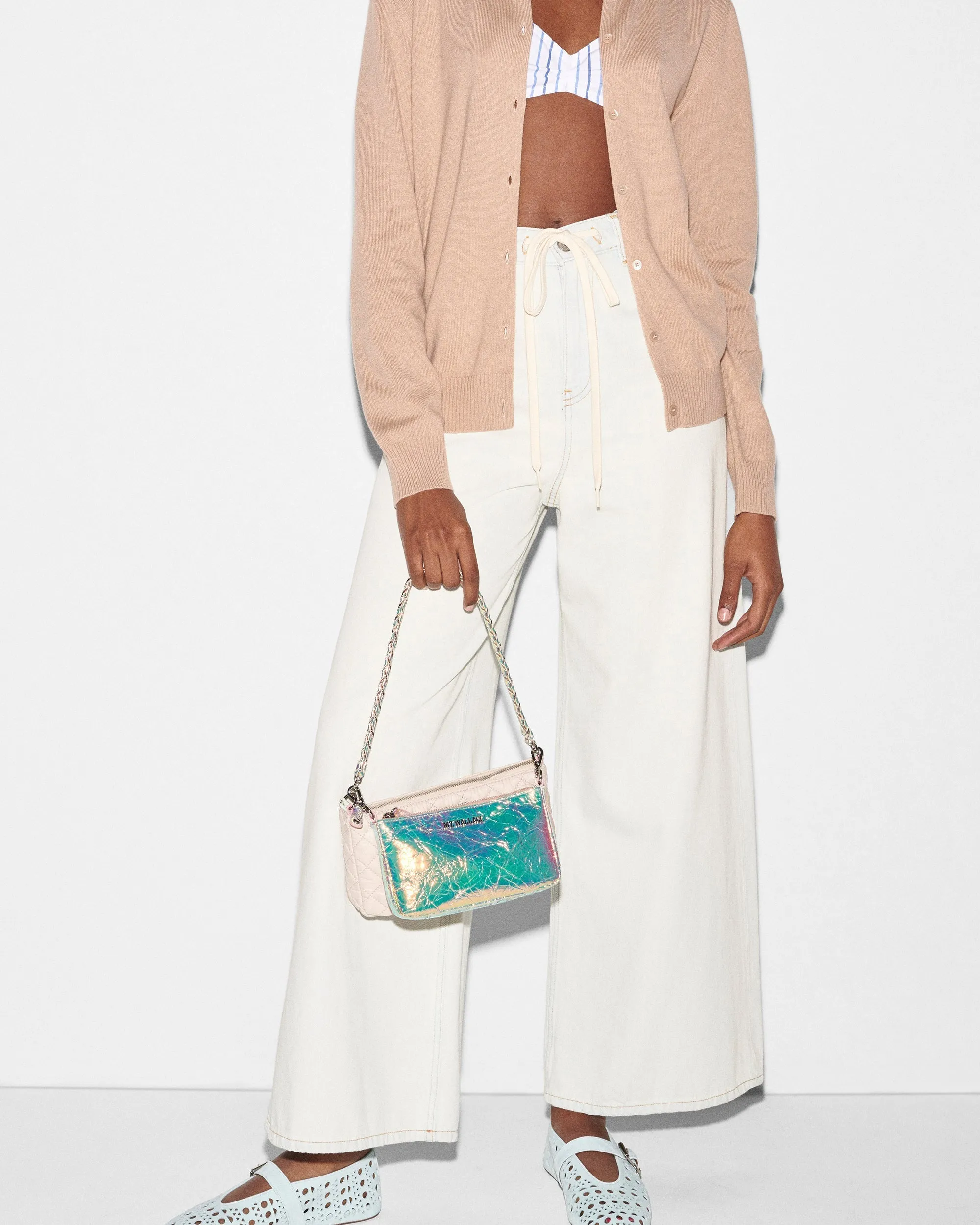 Mushroom/Pink Opal Leather Crosby Convertible Crossbody