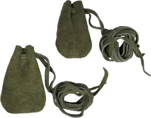 Mythrojan Trinket Bags, Coin Dice Medieval Purses, Drawstring Medicine Bag Suede Leather Pouches Viking Knight Waist Pouch for Historical Reenactments, LARP, SCA, Viking Events - Set of 2, Dark Green