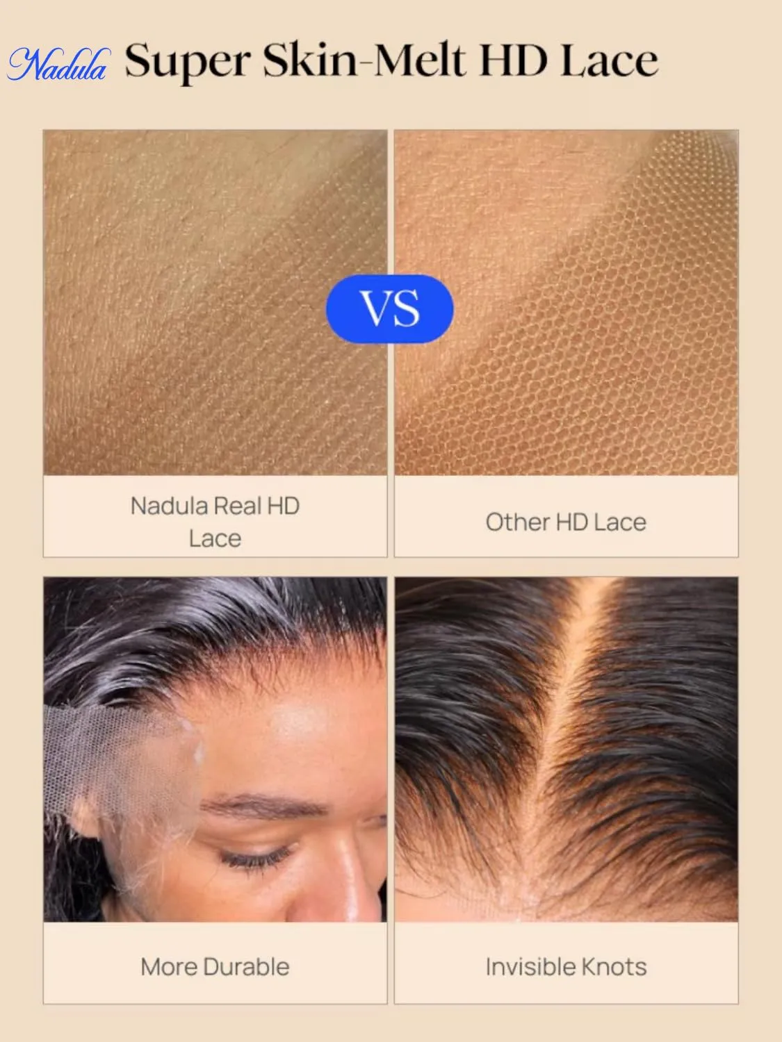 Nadula Yaki Straight Glueless 5x5 Thin HD BlendAway Lace Closure Bye Bye Knots Wigs Human Hair Pre Cut/Plucked/Bleached Match All Skin Tones Pre Everything Glueless Wigs 180% Density 18inch