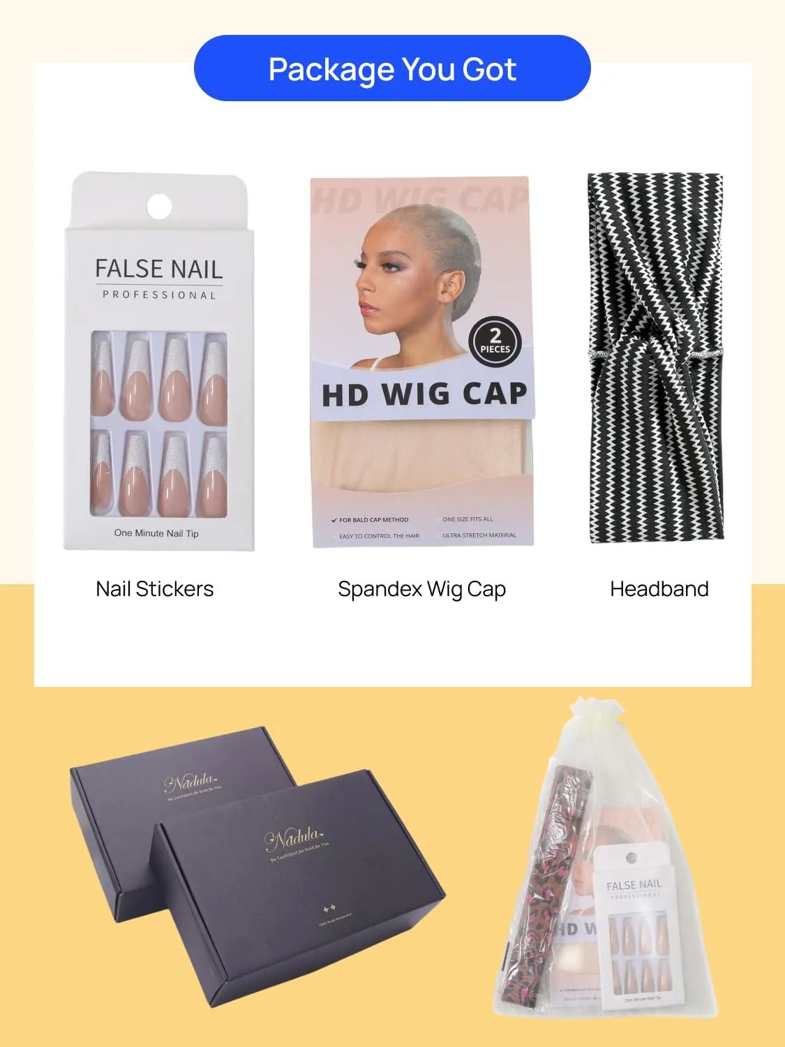 Nadula Yaki Straight Glueless 5x5 Thin HD BlendAway Lace Closure Bye Bye Knots Wigs Human Hair Pre Cut/Plucked/Bleached Match All Skin Tones Pre Everything Glueless Wigs 180% Density 18inch