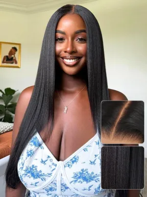 Nadula Yaki Straight Glueless 5x5 Thin HD BlendAway Lace Closure Bye Bye Knots Wigs Human Hair Pre Cut/Plucked/Bleached Match All Skin Tones Pre Everything Glueless Wigs 180% Density 18inch