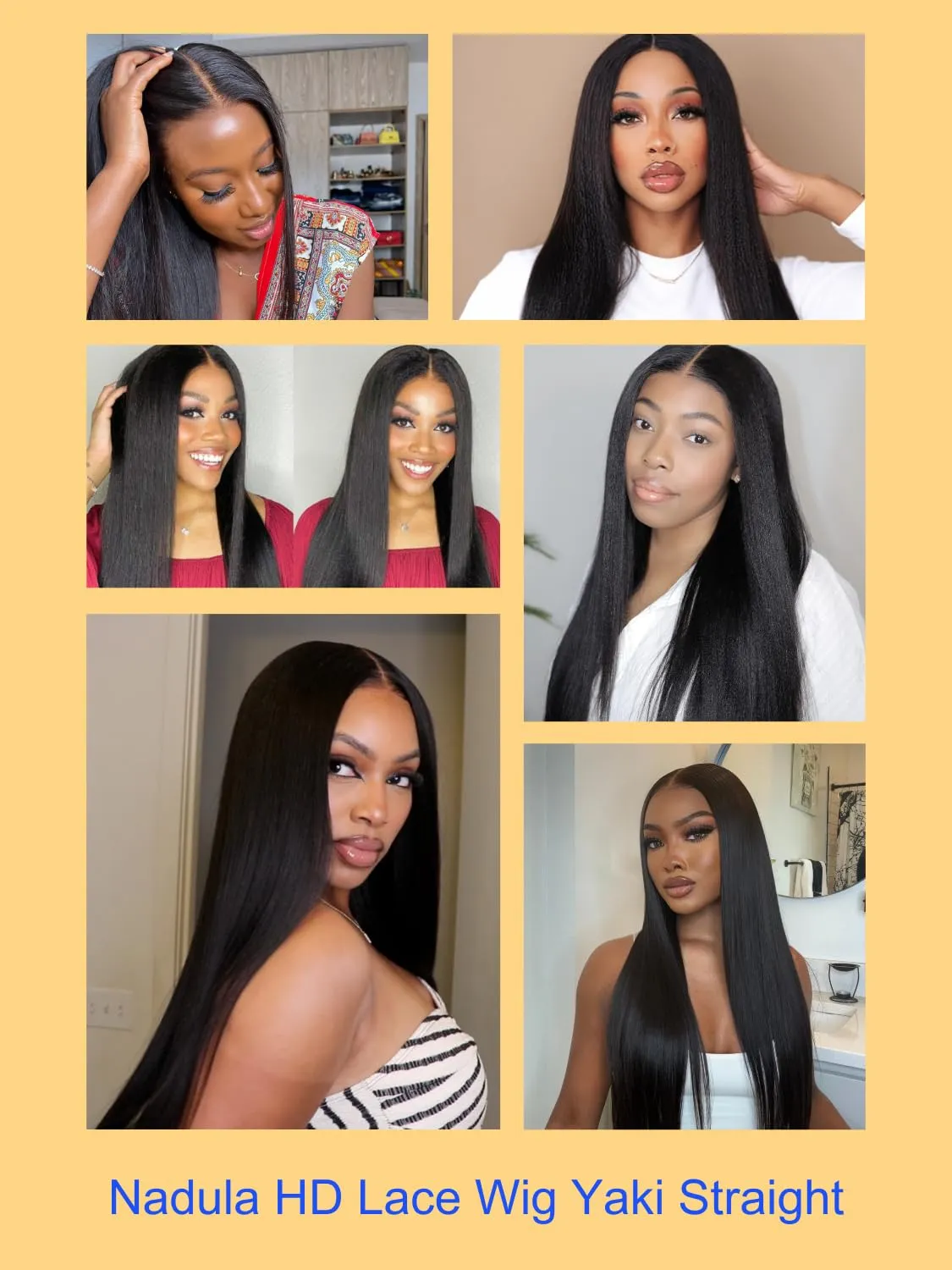 Nadula Yaki Straight Glueless 5x5 Thin HD BlendAway Lace Closure Bye Bye Knots Wigs Human Hair Pre Cut/Plucked/Bleached Match All Skin Tones Pre Everything Glueless Wigs 180% Density 18inch