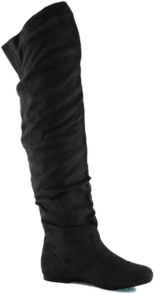 Nature Breeze Women's Vickie Hi Faux Suede Boot,Vickie-Hi2.0 Premium Black Suede 7.5