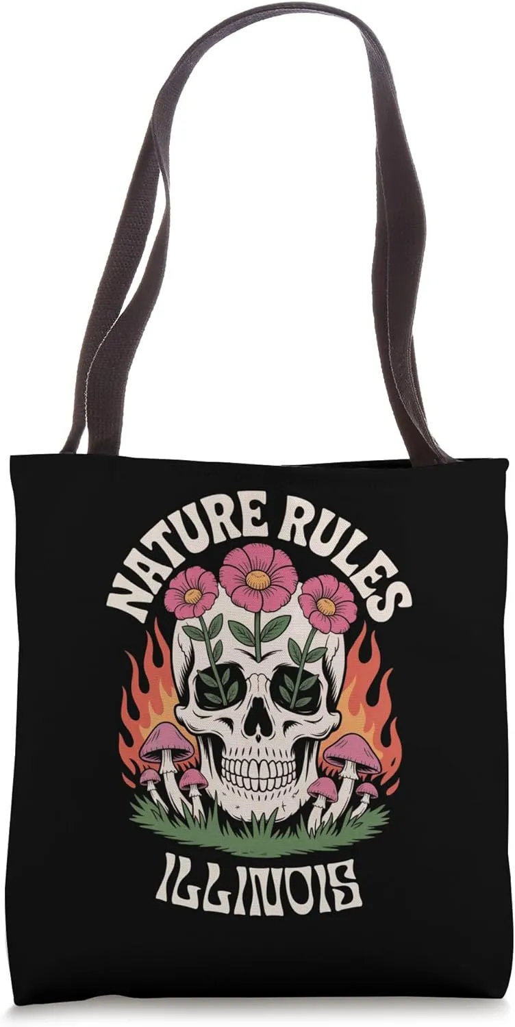 Nature Rules Vintage Skull Illinois Tote Bag