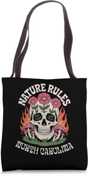 Nature Rules Vintage Skull North Carolina Tote Bag