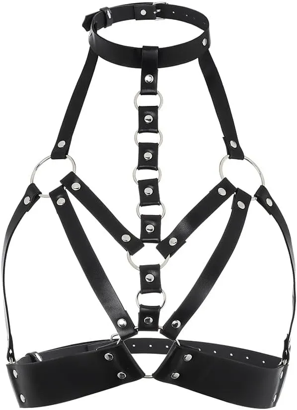 Navoky Punk Leather Body Chain Women Chest Belts Fashion Bra Chain Jewelry Accessories for Rave