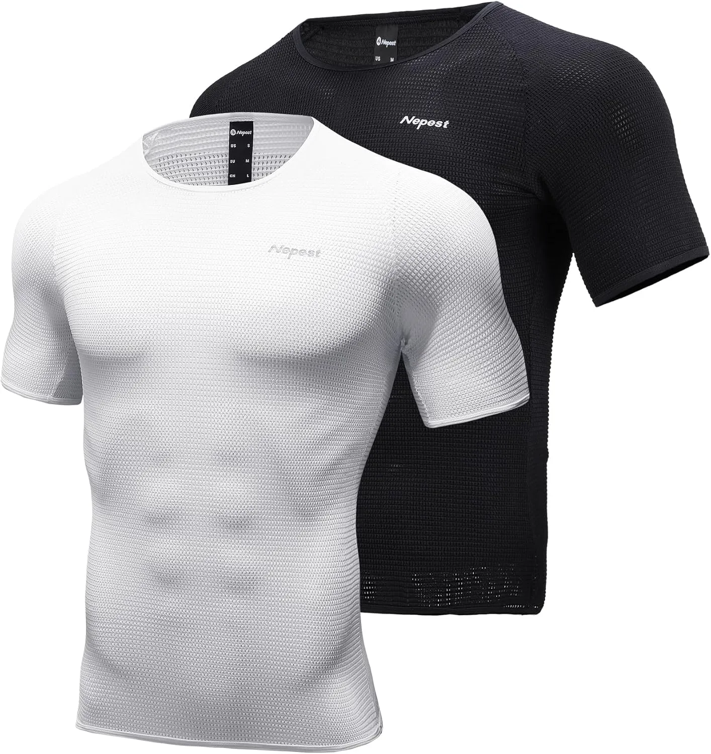 Nepest Mens Vests/Short Sleeve Biking Base Layer Mesh Sleeveless Cycling Baselayer Bicycle Ultralight Undershirts