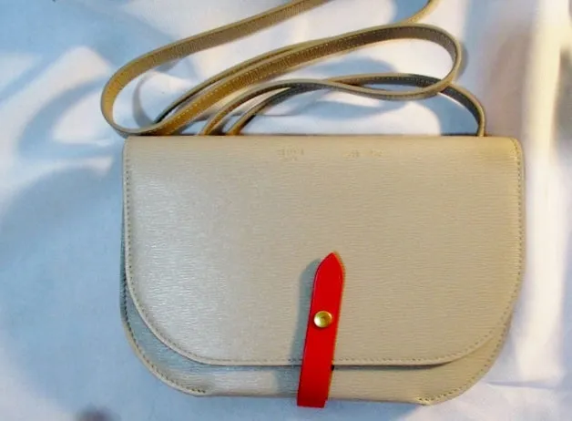NEW NWT CELINE PARIS Leather Crossbody FLAP Bag Purse TAUPE BEIGE