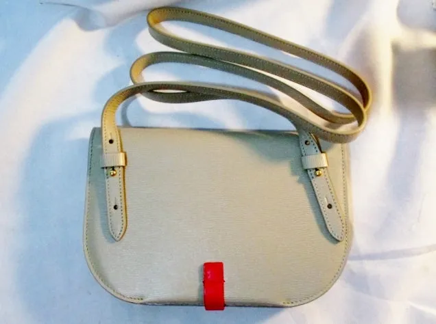 NEW NWT CELINE PARIS Leather Crossbody FLAP Bag Purse TAUPE BEIGE