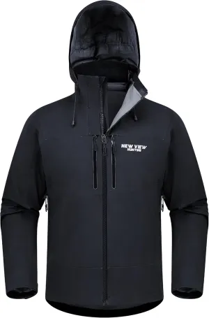NEW VIEW Men's Lightweight Rain Jacket Waterproof with Hood, Storm Shell Stretch Rain Coat for Tri Weather Hiking,Travel,Golf