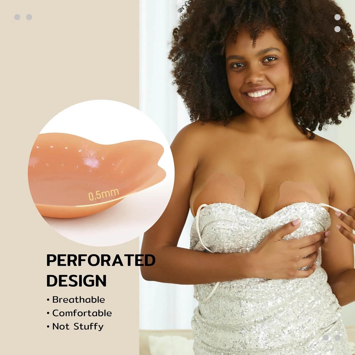 Niidor Rabbit Nipple Covers with Lift, Silicone Reusable for Large Breast Sticky Nippe Pasties Waterproof Ultra-thin
