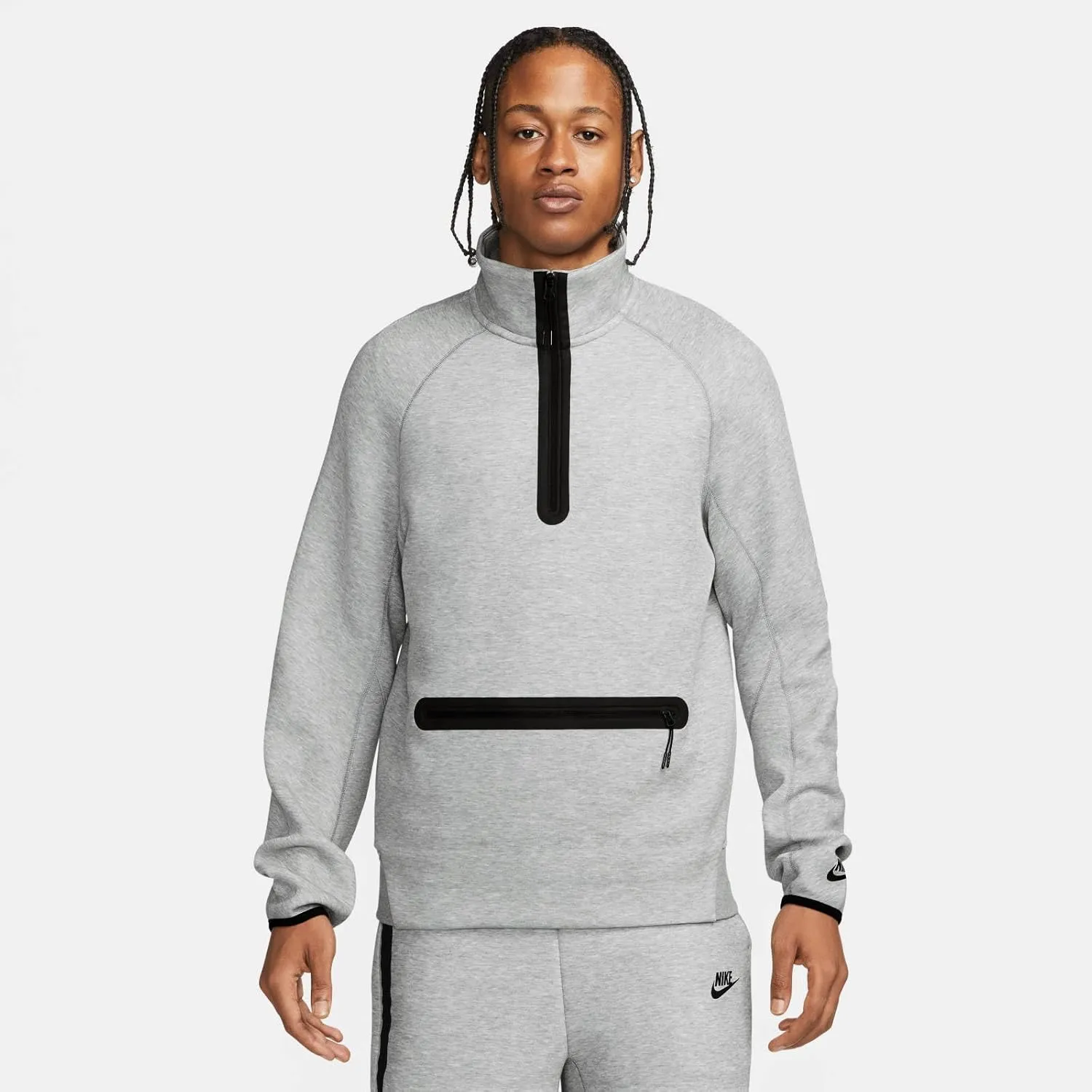 Nike Sportswear Tech Fleece Men's 1/2-Zip Sweatshirt (FB7998-063, Dark Grey Heather/Black)