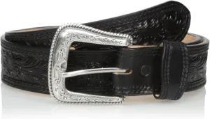 Nocona Men's Black Floral-Embossed Belt