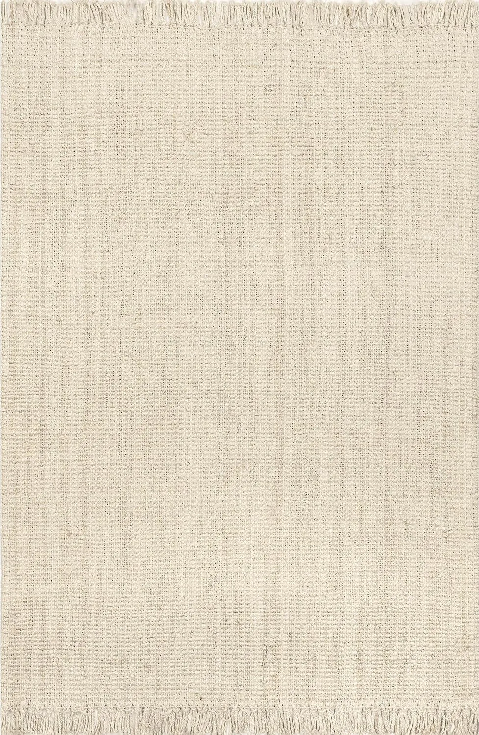 nuLOOM 8x11 Daniela Jute Tassel Hand Woven Area Rug, Off White, Solid Chunky Farmhouse Design, Natural Fiber, For Bedroom, Dining Room, Living Room, Hallway, Office, Entryway