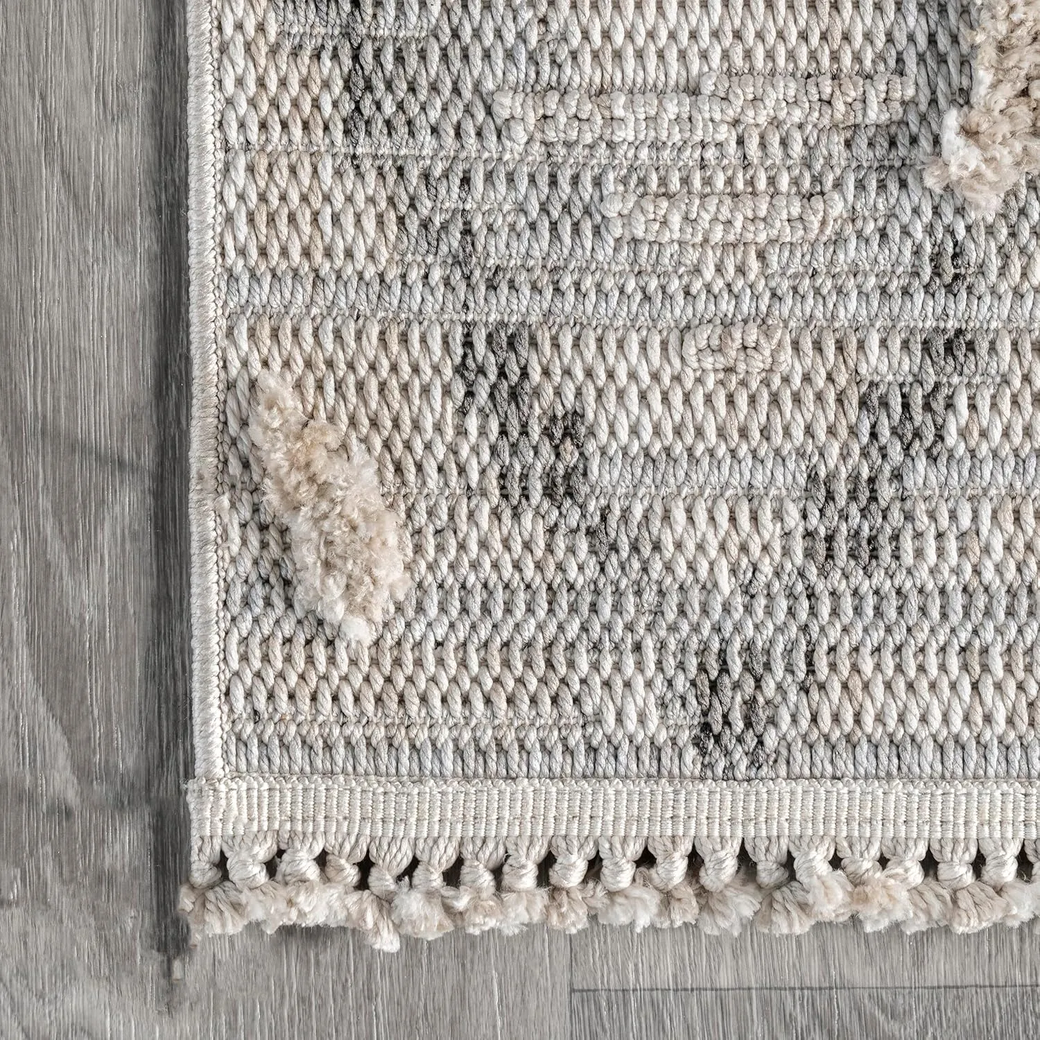 nuLOOM Marni Bohemian Diamond Knotted Tasseled Area Rug, 5x8, Light Grey