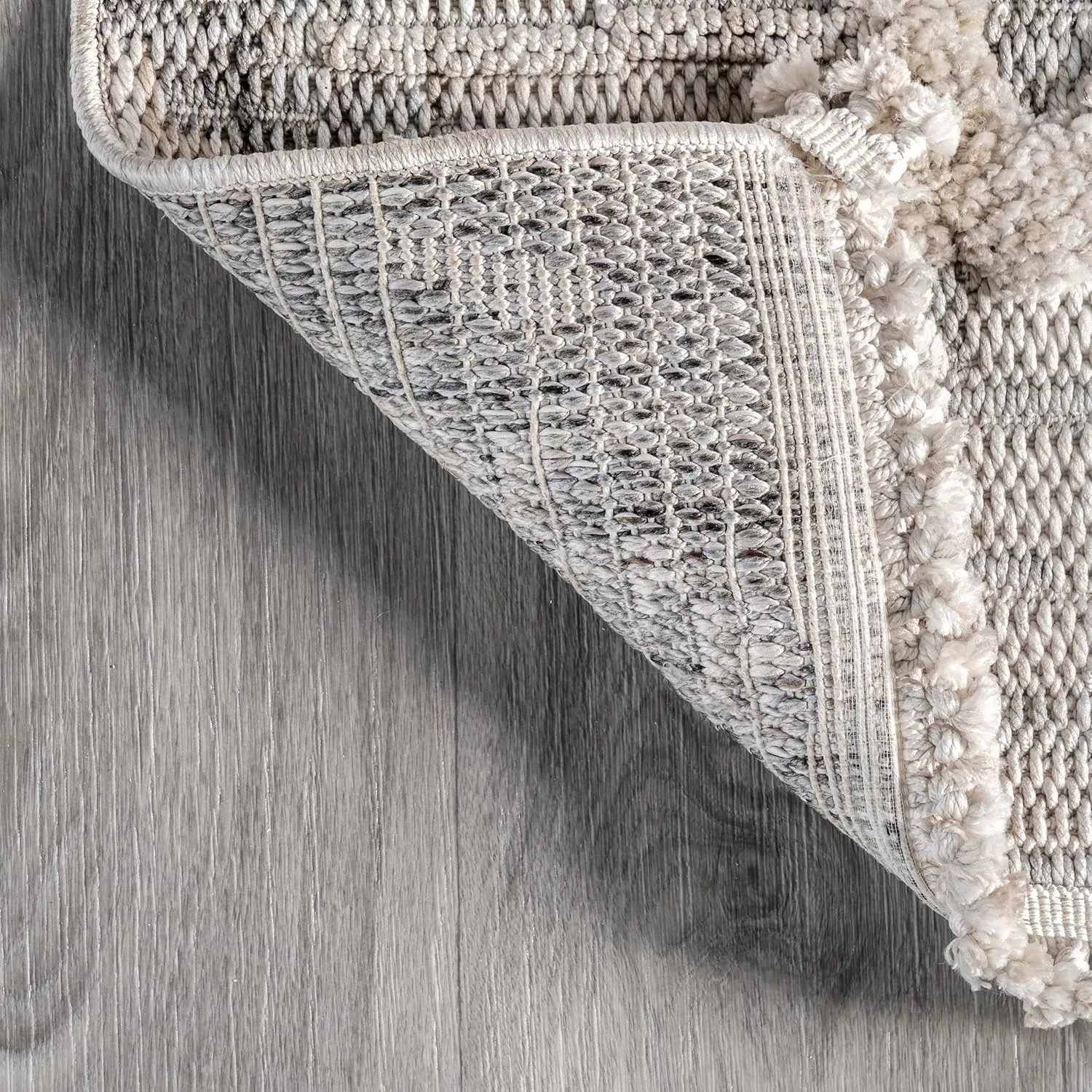 nuLOOM Marni Bohemian Diamond Knotted Tasseled Area Rug, 5x8, Light Grey