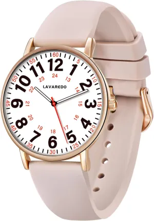 Nurse Watch for Nurses Doctors Women Men,Waterproof Analog Watches with Luminous Dial and Japanese Quartz Movement,Easy to Read Military Time Watch with Second Hand, 12/24 Hours,Silicone Band