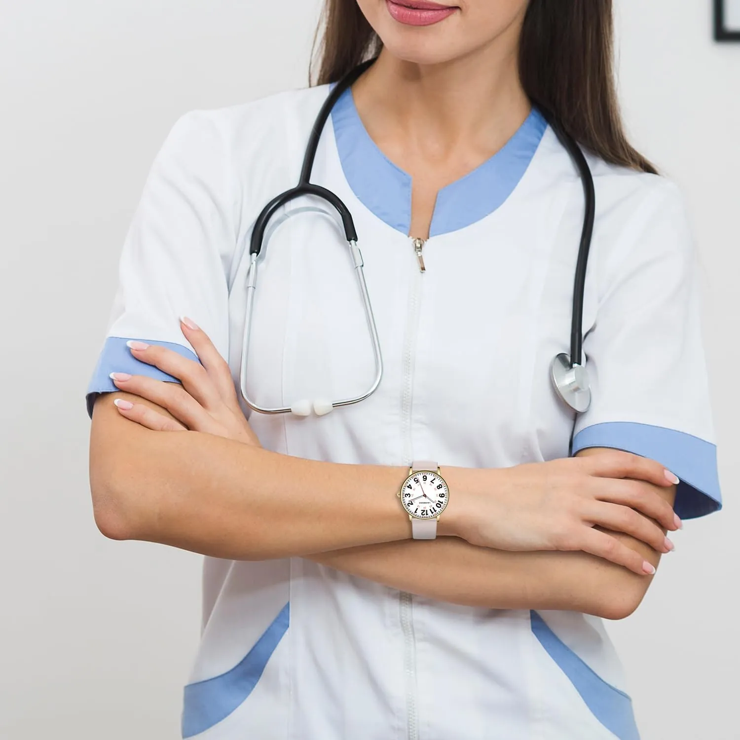 Nurse Watch for Nurses Doctors Women Men,Waterproof Analog Watches with Luminous Dial and Japanese Quartz Movement,Easy to Read Military Time Watch with Second Hand, 12/24 Hours,Silicone Band