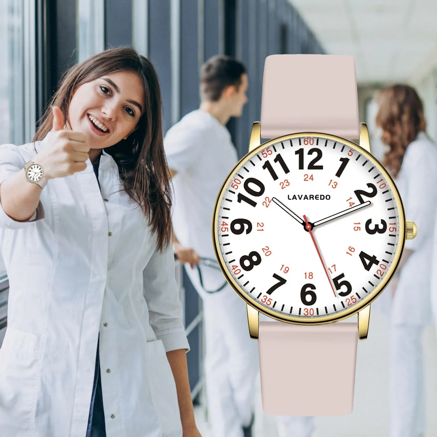 Nurse Watch for Nurses Doctors Women Men,Waterproof Analog Watches with Luminous Dial and Japanese Quartz Movement,Easy to Read Military Time Watch with Second Hand, 12/24 Hours,Silicone Band