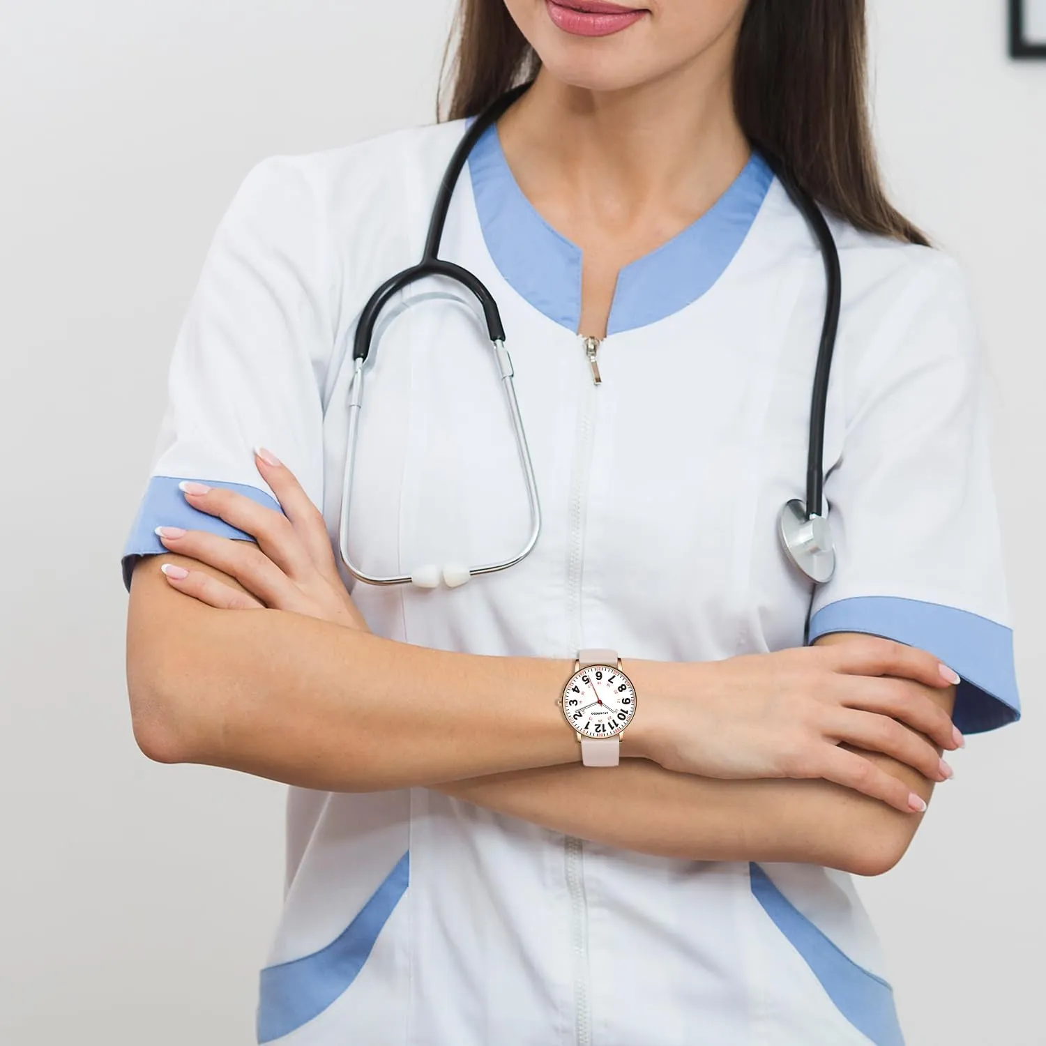 Nurse Watch for Nurses Doctors Women Men,Waterproof Analog Watches with Luminous Dial and Japanese Quartz Movement,Easy to Read Military Time Watch with Second Hand, 12/24 Hours,Silicone Band