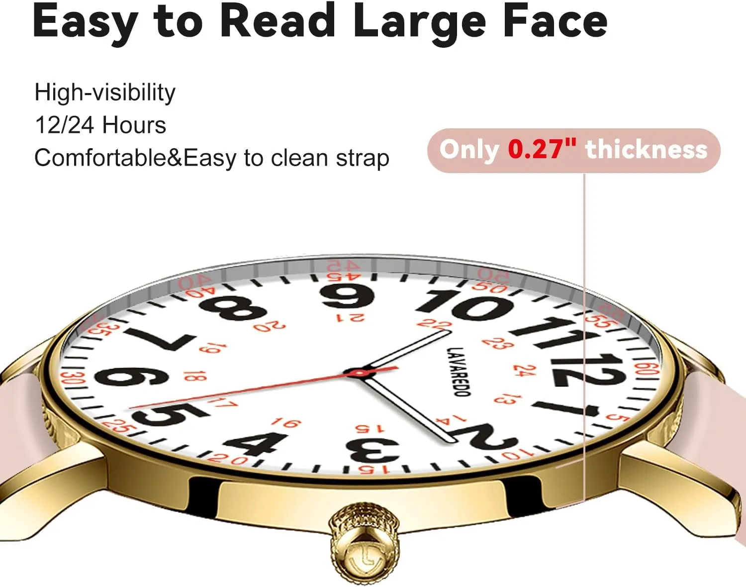 Nurse Watch for Nurses Doctors Women Men,Waterproof Analog Watches with Luminous Dial and Japanese Quartz Movement,Easy to Read Military Time Watch with Second Hand, 12/24 Hours,Silicone Band