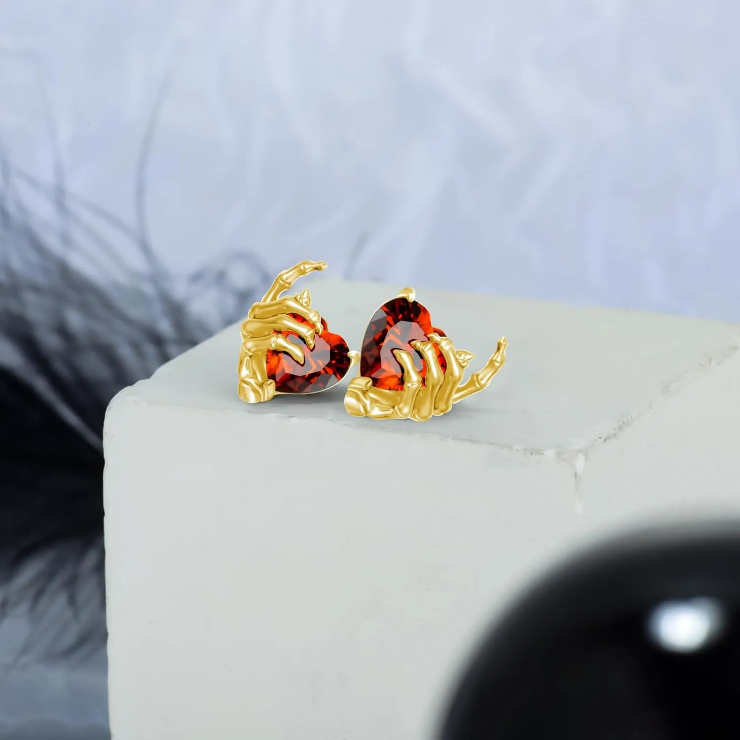 OHAYOO Skeleton Hand Earrings 925 Sterling Silver Skull Earrings Halloween Stud Earrings Gothic Jewelry Gifts for Women Men