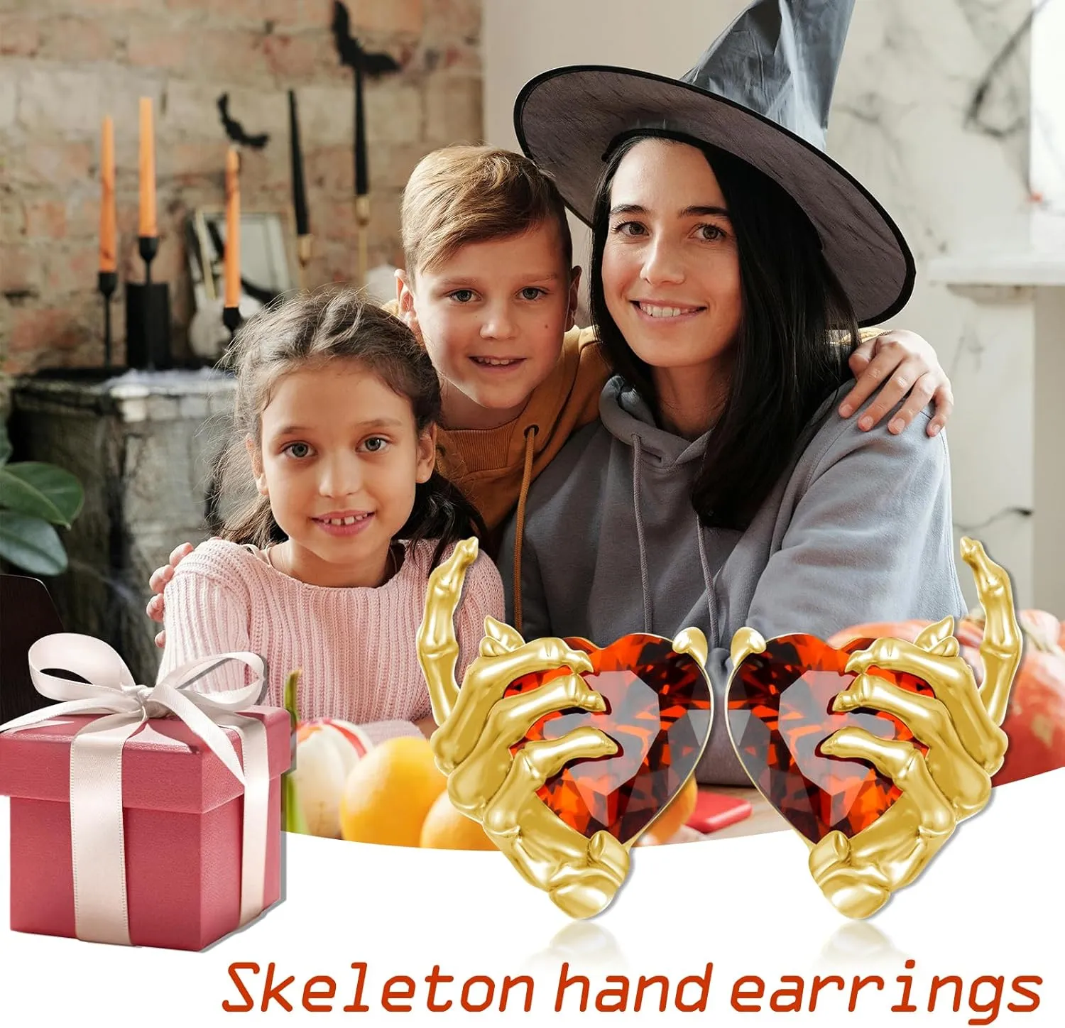 OHAYOO Skeleton Hand Earrings 925 Sterling Silver Skull Earrings Halloween Stud Earrings Gothic Jewelry Gifts for Women Men