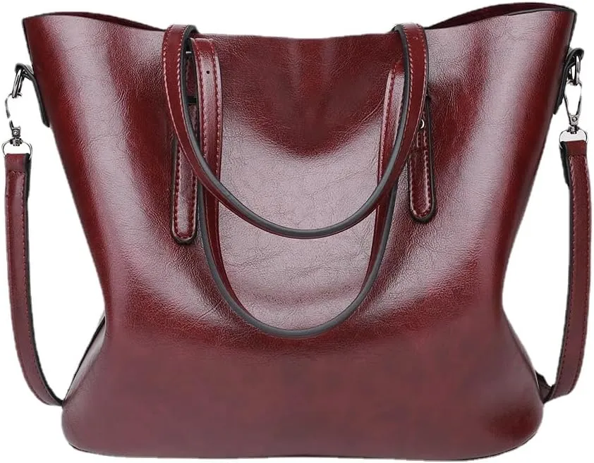 Oil Leather Tote Bag Fashion Ladies Big Bag Shoulder Crossbody Bag
