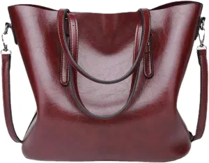 Oil Leather Tote Bag Fashion Ladies Big Bag Shoulder Crossbody Bag