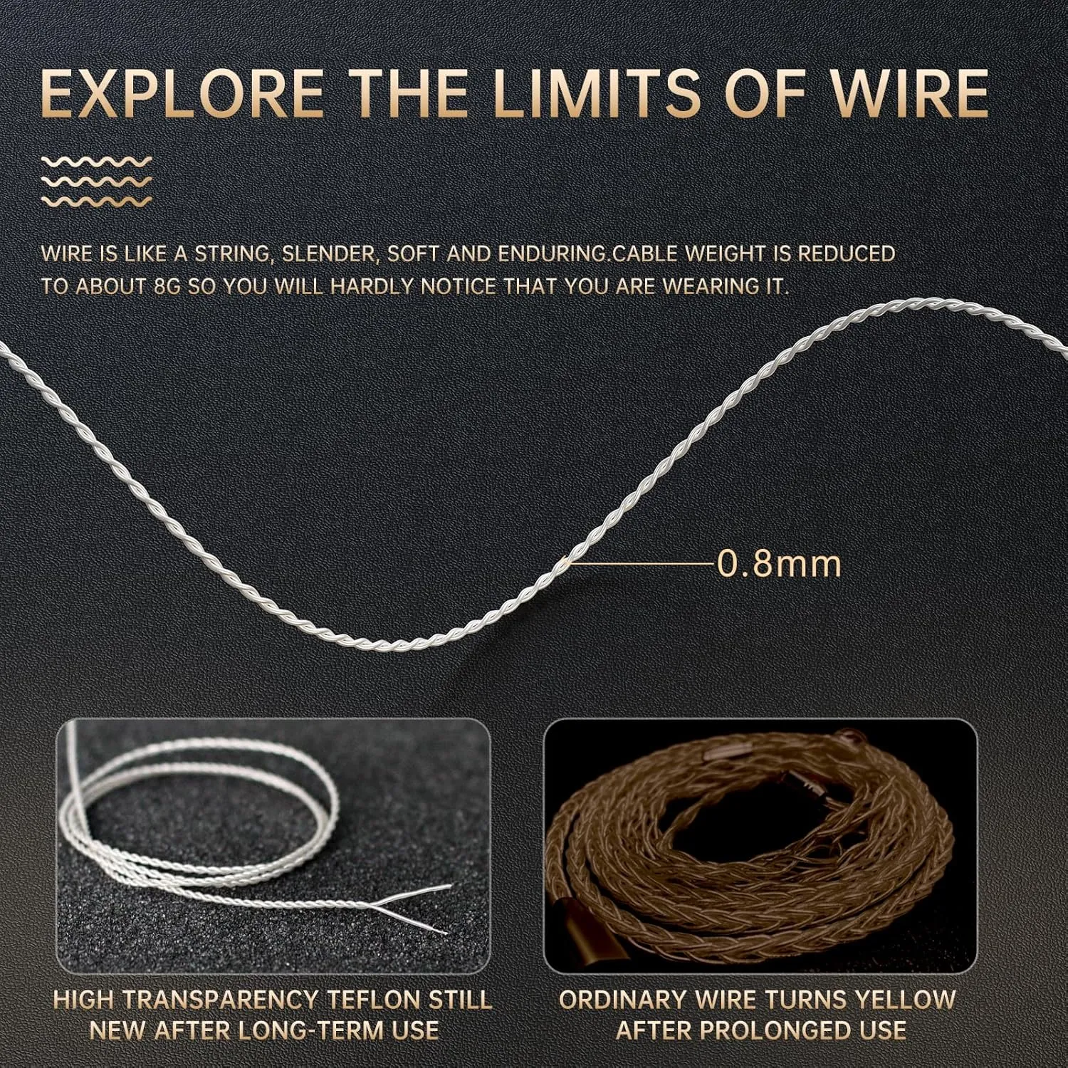 okcsc IPX T2 to 4.4mm, Aurora Audio Cable IPX T2 Earphone Cable for Westone 2 Core High Purity OFC Silver Plated Cable - Ultra Thin for Pro X Series Pro X10, Pro X20, Pro X30 Headphones,Black/ 4.4MM