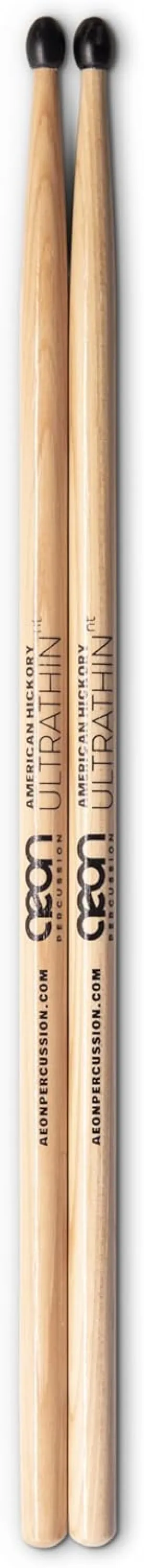 ÆON Percussion Ultrathin NT 15 Drumsticks | Thin, Light, Gloss Lacquer Finish, Nylon Tip Drumsticks [0.475"x15] American Hickory