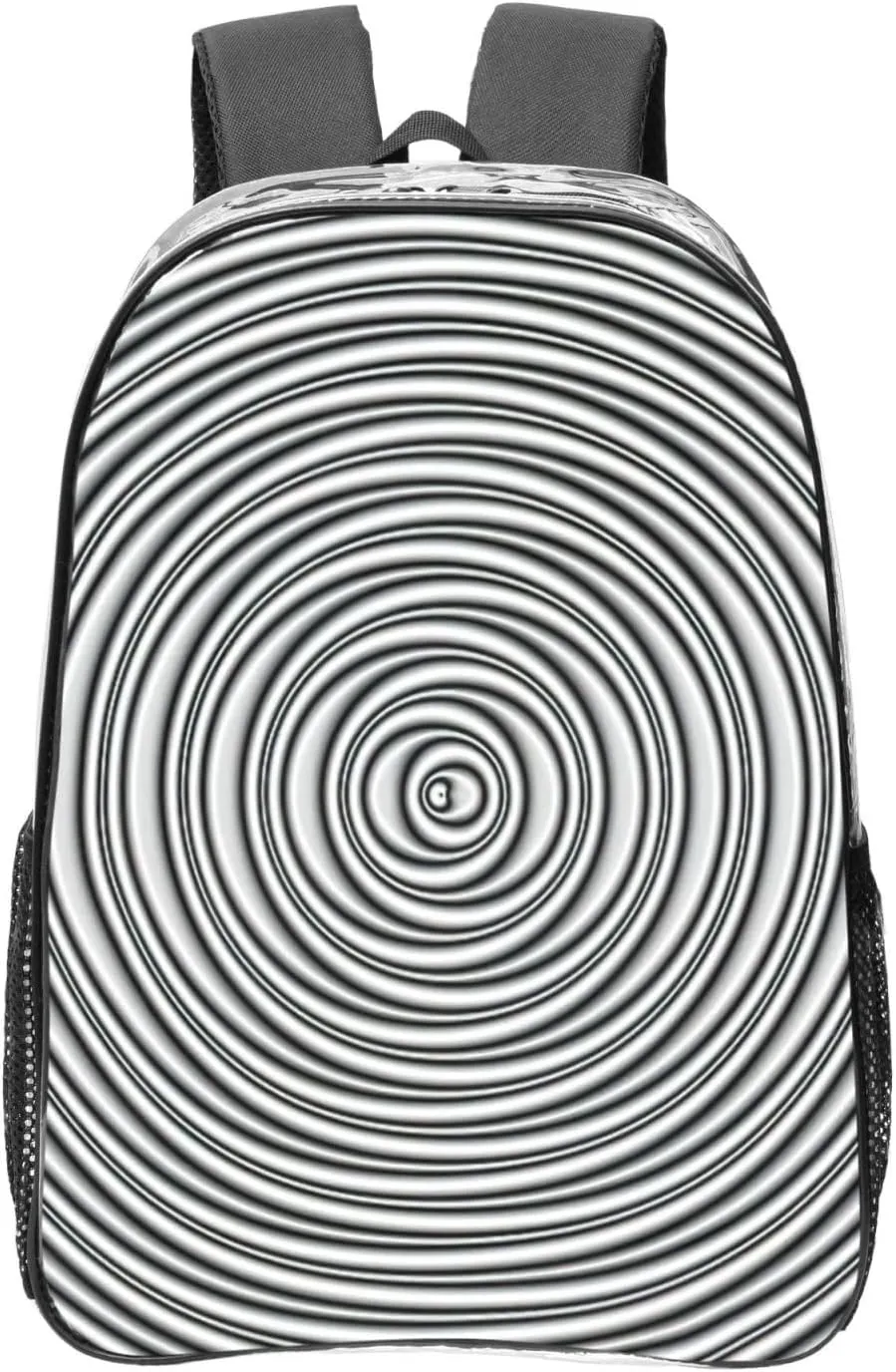 Optical Spin Illusion Print Unisex Transparent Backpack PVC Clear Bag Large Compartment Side Pocket Daily Use