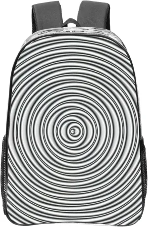 Optical Spin Illusion Print Unisex Transparent Backpack PVC Clear Bag Large Compartment Side Pocket Daily Use