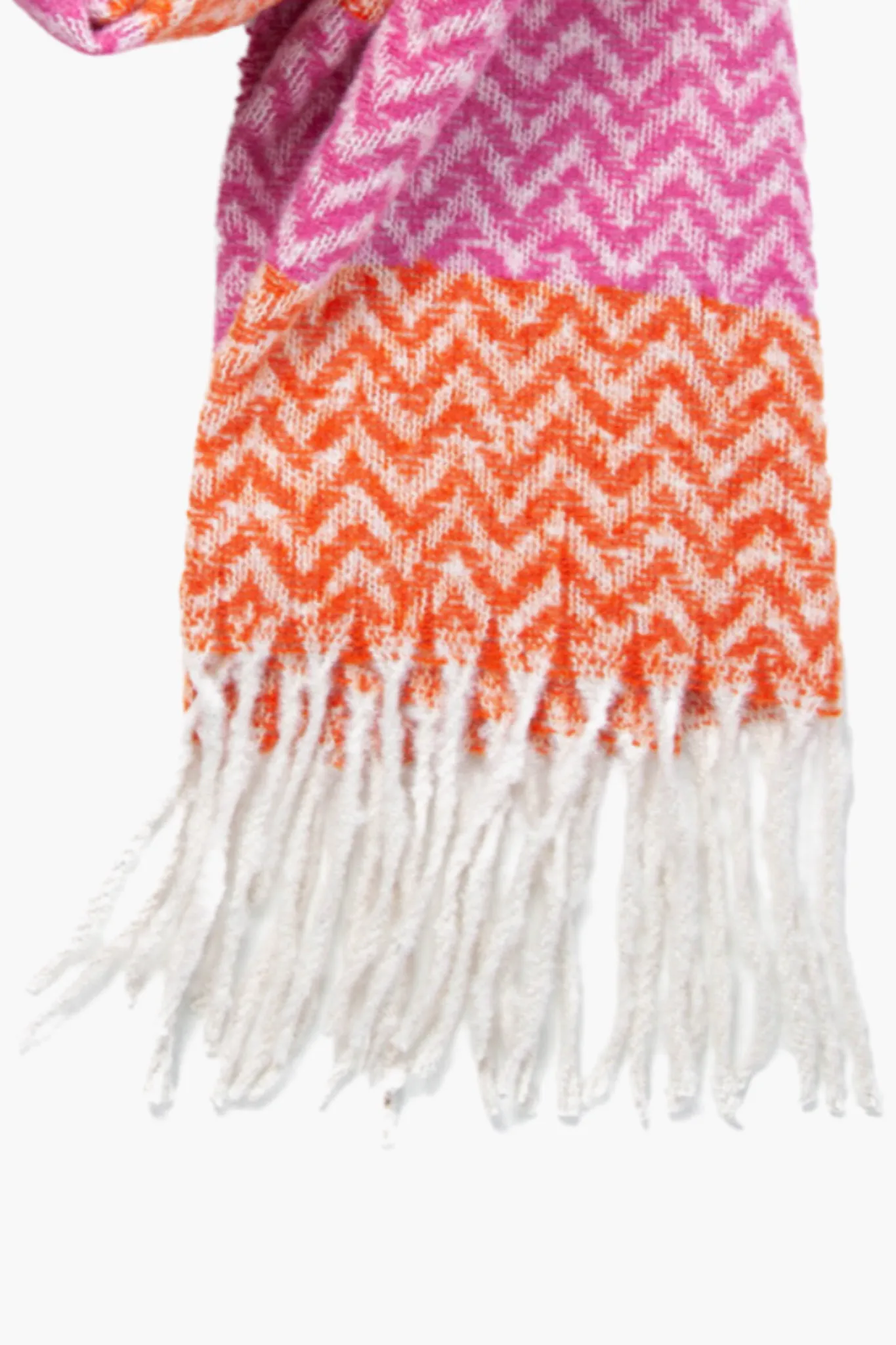 Orange Fuchsia Colourblock Striped Heavyweight Scarf