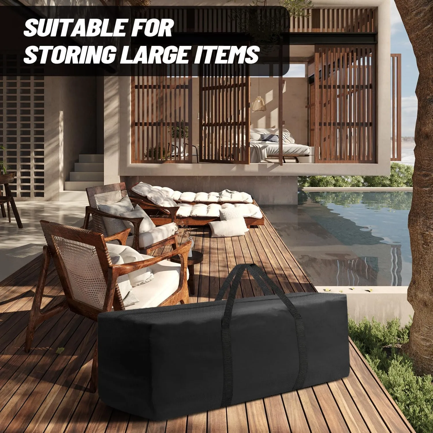 Outdoor Cushion Storage Bags 68 Inch Waterproof Extra-Large Patio Cushion Storage with Zipper & Padded Handle for Patio Furniture Christmas Tree