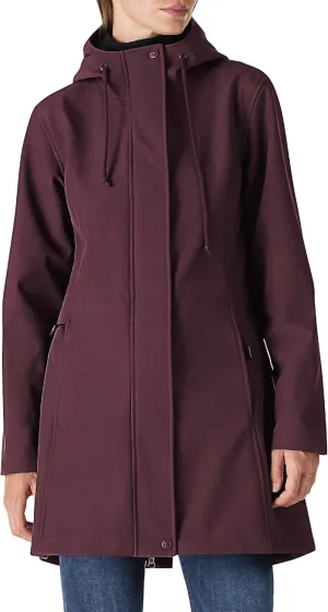 Outdoor Ventures Women's Lightweight Waterproof Fleece Lined Hooded Softshell Rain Jacket, Warm Windbreaker Long Coat